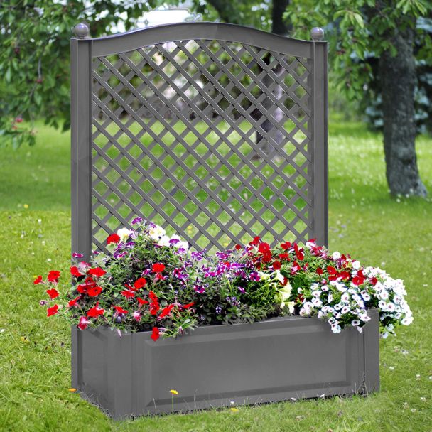 Pflanzkasten mit Spalier, 100cm in Grau
