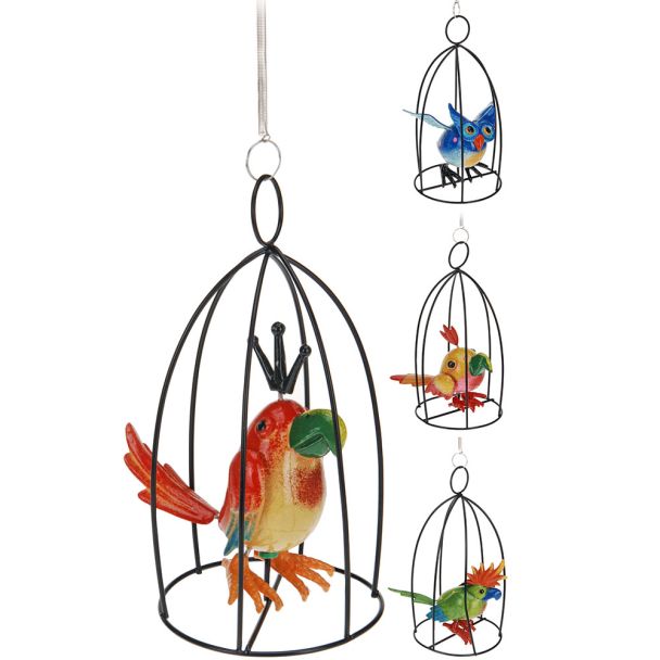 Deko Vogel im Käfig, Orangerot