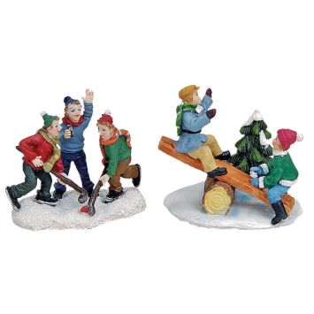 Miniatur-Weihnachtsfiguren - diverse Szenen (2er Set)