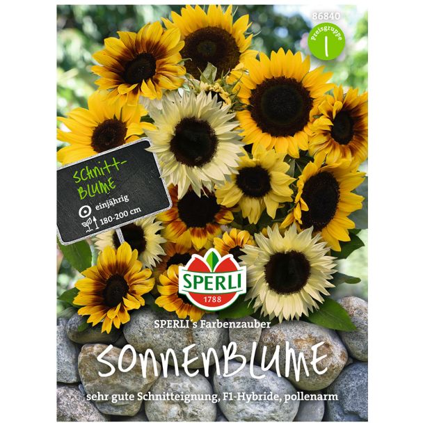 Schnitt-Sonnenblumen-Mischung 'SPERLI's Farbenzauber', F1