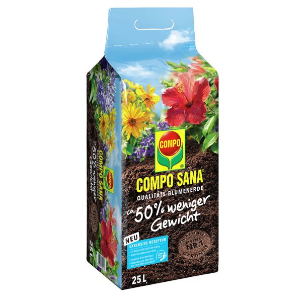 COMPO SANA® Qualitäts-Blumenerde ca. 50% weniger Gewicht - 25 Liter (1 L / € 0,44)