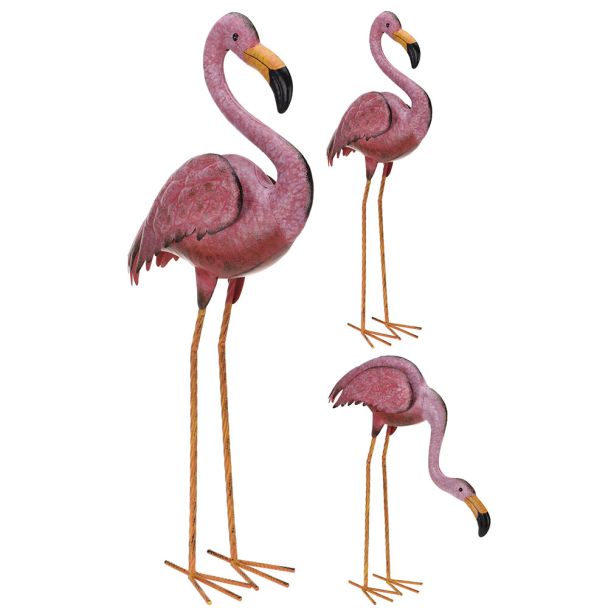 Deko Flamingo Metall Set Flamingo stehend + bückend