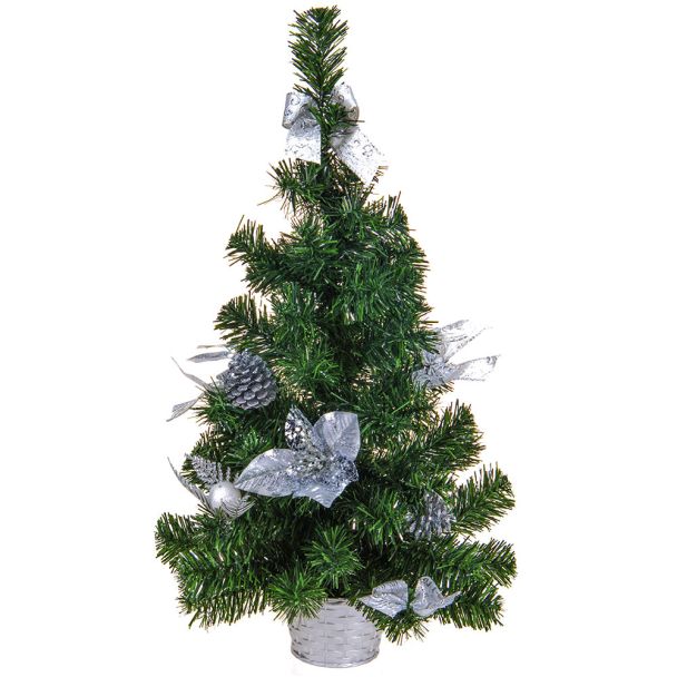 Deko Mini-Tischweihnachtsbaum - Künstlicher Tannenbaum, silber, 60 cm