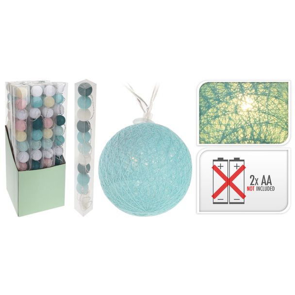 LED Raphia-Kugeln, 4 cm, grünblau