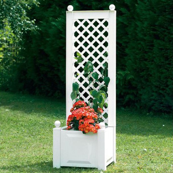 Pflanzkasten mit Spalier, 43 cm in Weiß