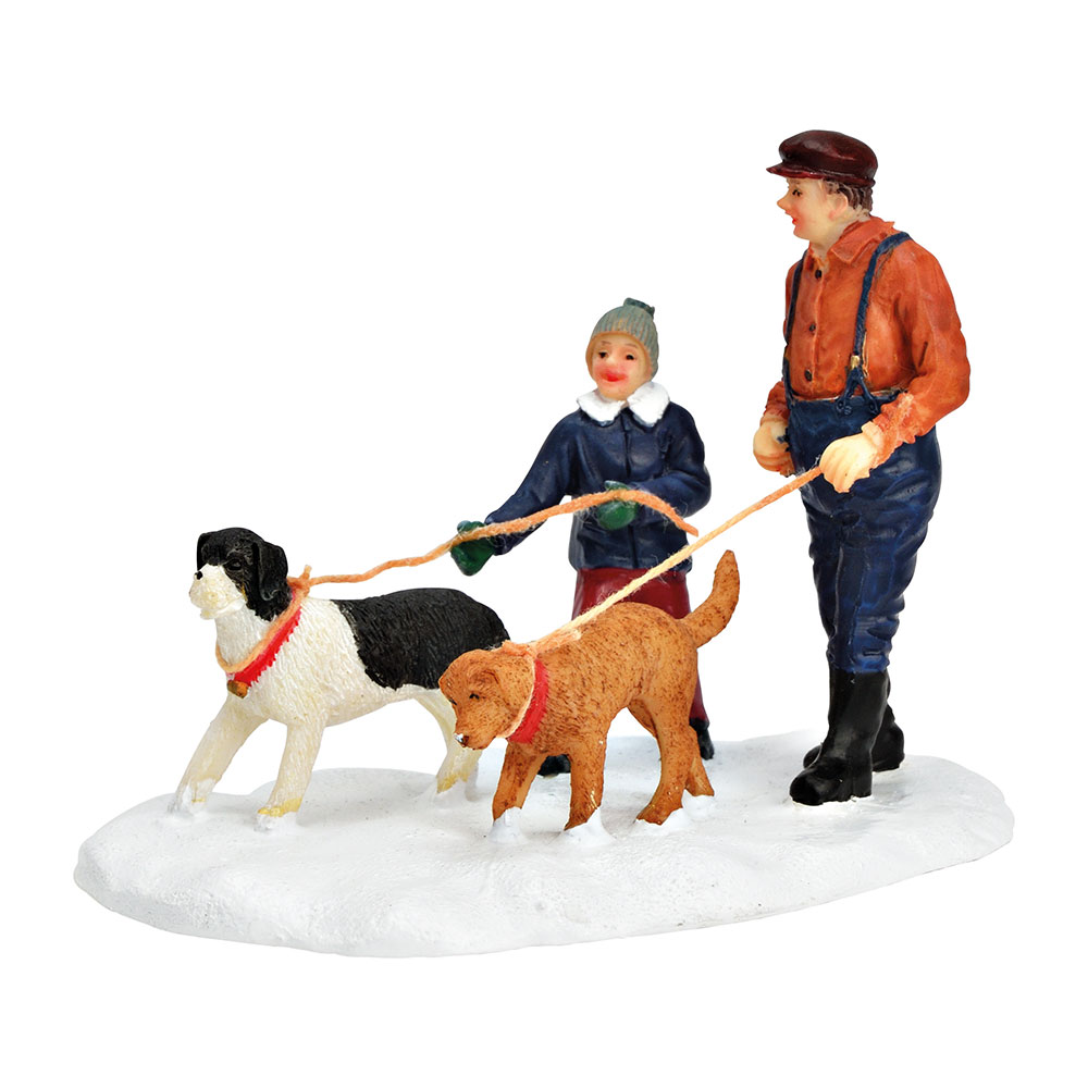 Miniatur-Holzzaun Mit Kindern & Hund – Deko-Figuren Für Weihnachtsdorf & Winterlandschaft