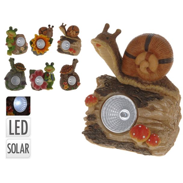 Solarlampe 'Schildkröte auf Stein mit orangenen Blüten'