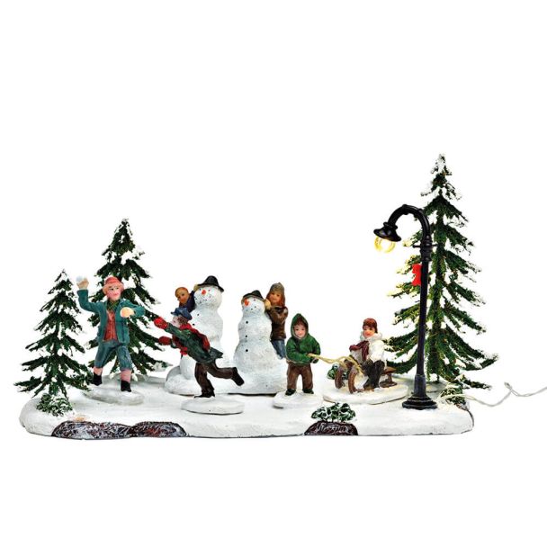 Winterszene Schneemann /Kind