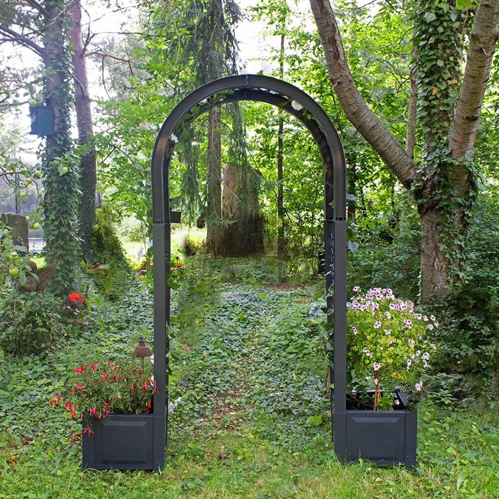Rosenbogen mit Pflanzkasten in Anthrazit Zubehör für Rosen Rosen