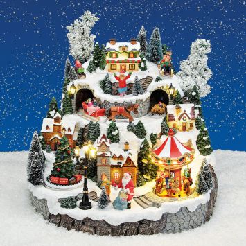 Winterszene mit Licht, Musik und Nikolaus