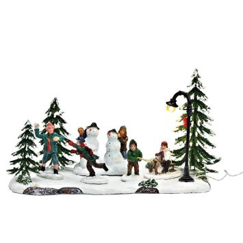 Winterszene Schneemann /Kind