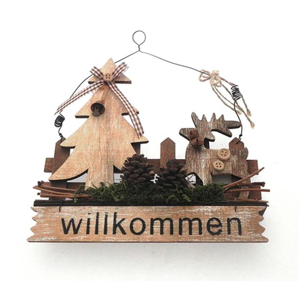 Weihnachtsanhänger 'Willkommen' aus Holz