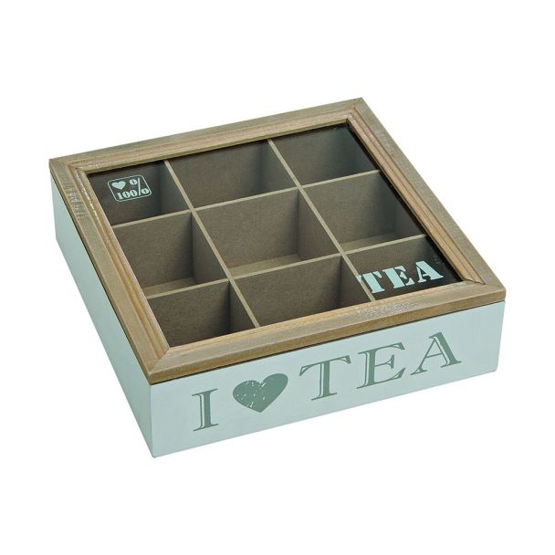 Teebox für Teebeutel mit 9 Fächer
