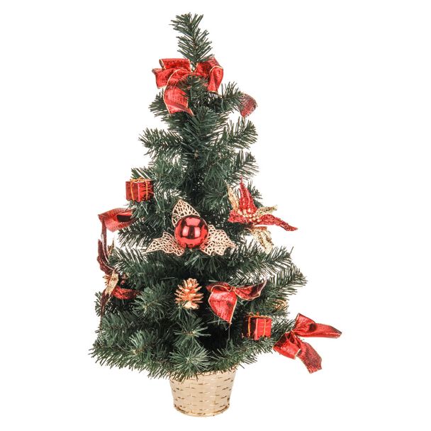 Deko Mini-Tischweihnachtsbaum - Künstlicher Tannenbaum, rot, 60 cm
